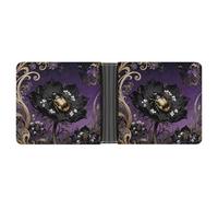 VIDI Slim Wallet for Men Beetle Nigella Petal Bifold Wallets Front Pocket Credit Card Holder Leather Money Clip