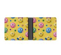 VIDI Slim Wallet for Men Candy Happy Face Pattern Bifold Wallets Front Pocket Credit Card Holder Leather Money Clip