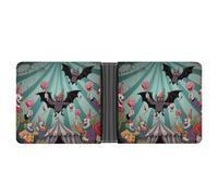VIDI Slim Wallet for Men Clown Vampire Bat Bifold Wallets Front Pocket Credit Card Holder Leather Money Clip