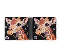 VIDI Slim Wallet for Men Colorful Artistic Giraffe Bifold Wallets Front Pocket Credit Card Holder Leather Money Clip