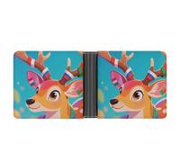 VIDI Slim Wallet for Men Colorful Deer And National Flag Bifold Wallets Front Pocket Credit Card Holder Leather Money Clip