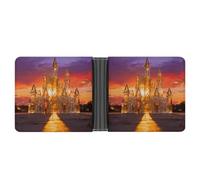 VIDI Slim Wallet for Men Crystal Amber Castle Bifold Wallets Front Pocket Credit Card Holder Leather Money Clip