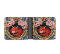 VIDI Slim Wallet for Men Fox Fern Bloom Bifold Wallets Front Pocket Credit Card Holder Leather Money Clip