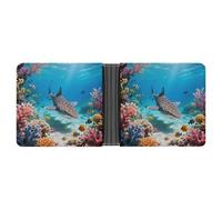 VIDI Slim Wallet for Men Leopard Shark Bifold Wallets Front Pocket Credit Card Holder Leather Money Clip