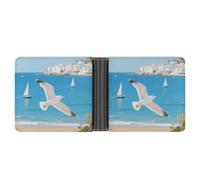 VIDI Slim Wallet for Men Mediterranean Seagull Bifold Wallets Front Pocket Credit Card Holder Leather Money Clip