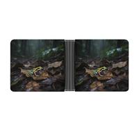 VIDI Slim Wallet for Men Poison Dart Frog on Leaves Bifold Wallets Front Pocket Credit Card Holder Leather Money Clip