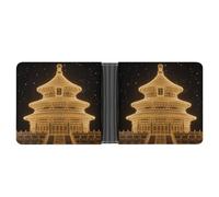VIDI Slim Wallet for Men Temple of Heaven Bifold Wallets Front Pocket Credit Card Holder Leather Money Clip