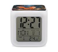 VIDI Smart Digital Alarm Clock with 7 Color Changing Night Light - Fox in The Forest LED Display Desktop Clock for Heavy Sleepers, Bedside Small Alarm Clocks with Date Temperature Display