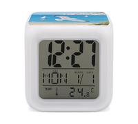 VIDI Smart Digital Alarm Clock with 7 Color Changing Night Light - Mediterranean Seagull LED Display Desktop Clock for Heavy Sleepers, Bedside Small Alarm Clocks with Date Temperature Display