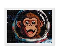 VIDI Space Astronaut Monkey Diamond Painting Kits for Adults 12"x16" 5D DIY Full Round Drill Diamond Art with Complete Tools Beginner Friendly Craft for Stress Relief, Home Wall Decor and Gift Idea