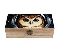 VIDI Space Astronaut Owl Wooden Storage Box Decorative Storage Boxes with Lid Large Wooden Keepsake Box Elegant Retro Decor Memory Boxes Jewelry Organizer for Home, Wedding, Gifts
