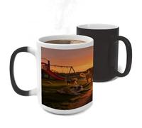 VIDI The Setting Sun Is Playing Freely. Heat Sensitive Color Changing Coffee Mugs Large Ceramic Cup with Handle Personalized Magic Cups Temperature Changing Mug Novelty for Xmas Funny Gifts 11 Oz