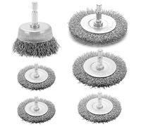 VIDICA Wire Brush for Drill Set 6 Pcs, Wire Wheel for Drill with 1/4 Inch Hex Shank, Drill Wire Brush Set with 0.012 Inch Coarse Crimped Carbon Steel Wires for Removing Rust, Paint and Corrosion