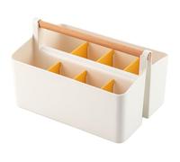 Vidifor Large Portable Caddy Tote with Handle, Plastic Craft Storage Organizer Basket with Adjustable Divided for Art Supplies, Sewing, Colored Pencils, Makeup-Yellow