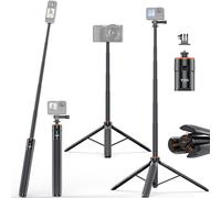 VIDIFY VRIG 54" Extendable Camera Invisible Extension Pole Selfie Stick Tripod with 1/4" Screw And Action Camera Adapter For Insta360 X4, GoPro Hero 13 - 30cm - 136cm