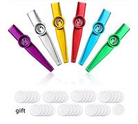 Vidillo 6 Kazoo Instrument Set with 36 Kazoo Flute Diaphragms, Aluminum Alloy Body, Perfect for Guitar, Ukulele, Violin