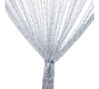 Vidillo String Curtain Butterfly Panel, Glitter Gold Door Wall Window Doorways Panel Fly Screen Fringe Room Divider Blinds, Decorative Tassel Ribbon Strip Screen for Living room, Bedroom (Grey)