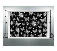 VIDMOT Early 2000s Backdrop, Black Glitter Butterfly, Old School 2000's Party Photography Backgrounds, 5x3ft Vintage Glamour Shot Birthday Party Decor, Photo Booth Props
