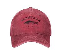 VIDOJI Baseball Cap Classic Cotton Montauk New York Fishing Baseball Cap Men's Custom Adjustable Adult Fisherman Retiree Fish Dad Hat