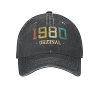 VIDOJI Baseball Cap Punk Unisex Cotton Original Vintage 1980 Baseball Cap Adult Birthday Gift Adjustable Papa Cap Men's Women's Outdoor