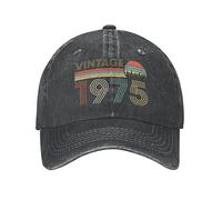 VIDOJI Baseball Cap Punk Unisex Cotton Vintage 1975 Baseball Cap Adult Birthday Gift Adjustable Dad Cap Men's Women's Sports