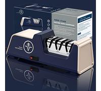 VIDOME Professional Electric Knife Sharpener with 100% Diamond Abrasives and Precision Angle Guides for Kitchen Straight Edge&Ceramic Knife Work Sharp, 3-stage Champagne Gold, afilador de cuchillos