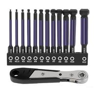 Vidonergy 12-Piece Ball End Hex Screwdriver Bit Set with 1/4" Hex Shank, 75mm Length, Magnetic Tips & Size Markings, Includes Holder and Wrench for (SKU)