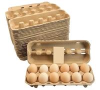 Vidonergy Egg Carton for 12 Eggs Made from Natural Paper Pulp, Clear Viewing Window and Secure Snap Lid for Daily Use