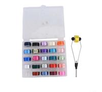 Vidonergy Fly Tying Thread and Bobbin Holder Kit with 200D Polyester Thread for Fly Hook Knotting and Body Binding, 25 Rolls Random Color Spools for Standard or Special