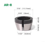 Vidonergy Router Bit Extension Collet Chuck for Trimming & Engraving Machines - 6 mm / 6.35 mm (1/4") / 8 mm Shank Adapter, Carbon Steel, Compatible with AB-6(AR-8)