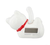 Vidonergy Solar Powered Automatic Waving Lucky Cat Ornament with Parent Child Design, Red Base with Built in Solar Panel, Plastic Figurine for Shop Cashier,(White)
