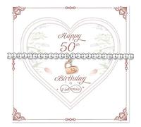 vidonio 50th Birthday Gifts for Women,Adjustable 925 Sterling Silver Bracelet with Rose Gold Heart Beaded Bracelet with Card Thoughtful Birthday Presents for Teen Girls,Friend,Sister,Daughter,Mum