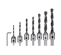 VIDOO 7PCS 3mm-10mm HSS Countersink Drill Bit Set Reamer Woodworking Chamfer Drill Counterbore Pilot Hole Cutter Screw Hole Drill