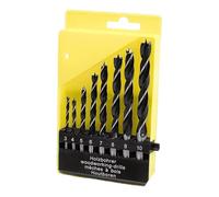 VIDOO 8-Piece Woodworking Drill Bit Set High Carbon Steel Brad-Point Tip 3mm to 10mm Fits Hand Electric Drills with Plastic Case