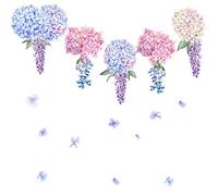 VIDOO Hydrangea Wisteria Flower Decal Removable Wall Stickers Home Decor Art Decorative Wall Picture Decals For Home Office