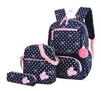 VIDOSCLA 3Pcs Crown Prints Backpack Sets Bowknot Primary Schoolbag Travel Daypack Shoulder Bag Pencil Case