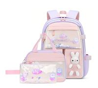 VIDOSCLA Bunny Backpack for Girls Kawaii Girls Backpack for School Kids Backpack with Lunch Box Set-3Pcs Purple S