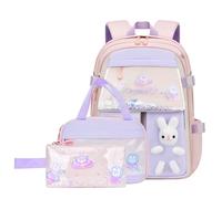 VIDOSCLA Bunny Backpack for Girls Kawaii Girls Backpack for School Kids Backpack with Lunch Box Set-3Pcs Pink S