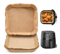 Vidoxdu Air Fryer Parchment Paper Liner, 100pcs Square Air Fryer Liners | Disposable Fryer Accessories Compatible with Ninja Dual AF300UK, Salter, Tower, Instant