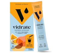 Vidrate Electrolytes Powder - Hydration Sachets Packed with Vitamins - Zero Sugar Rehydration Sachet, No Artificial Sweeteners & Preservatives - Orange & Peach Small Pack, 8 Electrolytes Sachets