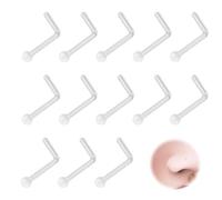 Vidsmow 30pcs Clear L Shape Nose Studs, 20g Invisible Acrylic Nose Piercing Retainers for Work, School, Healing, Comfortable Hypoallergenic Nose Studs for Sensitive Skin, Body Piercing Jewellery Set