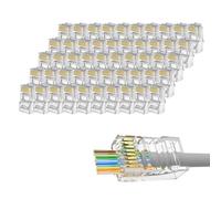 Vidsmow 50 Pack Rj45 Normal Connectors,Gold-Plated Ethernet Cable Plug for Cat6 Cat5e Cat5 Utp Solid and Stranded Cable Transparent Network Plug for Lan Cable Termination Crimping Tool Use