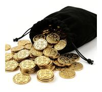 VIDSTW 35 PCS Gold Metal Pirate Coins Gold Treasure Coins 33×30×1.6mm