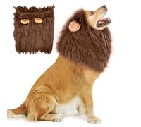 VIDSTW Lions Mane with Realistic Ears for Dog Costume Halloween Lion Mane Wig Dog Costume Adjustable Lion Mane Dog Halloween Costume Dog for Halloween Pet Fancy Dress (Coffee Colour)