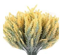VIDSTW Pack of 12 Lavender Artificial Flowers Flocking 36 cm Artificial Balcony Plants Lavender Decoration Realistic Simulated Lavender Flower Bouquet for Indoor Outdoor Decoration (Yellow)