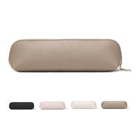 VIDSTW Pencil Case Leather PU Pencil Case 18.5 × 6 × 5.5 cm Pencil Case Waterproof Leather Pencil Case with Zip Pencil Case Leather Pencil Case for School Office Travel, Light khaki, leather pencil