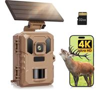 VIDVIS Wildlife Camera - 4K 64MP WiFi Trail Cameras With Night Vision Motion Activated Waterproof IP66 with 32GB SD Card, Garden Camera Solar Power, Built-in Rechargeable Battery, 0.2s Trigger