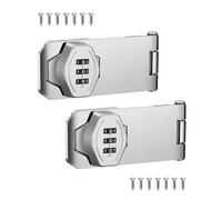VIDYSUFYR Keyless Combination Lock, 2 Pack Door Security Slide Latch Lock, Silver Password Rotary Hasp Locks for Small Doors, Cabinets, Barn Door, Bathroom, Outdoor, Garage, Garden