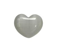VIE Cat’s Eye Glass Heart, 3x2.5x1cm, White