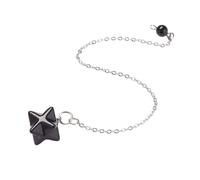 VIE Chakra Merkaba Star Pendulum, Black Agate with Brass Chains, One